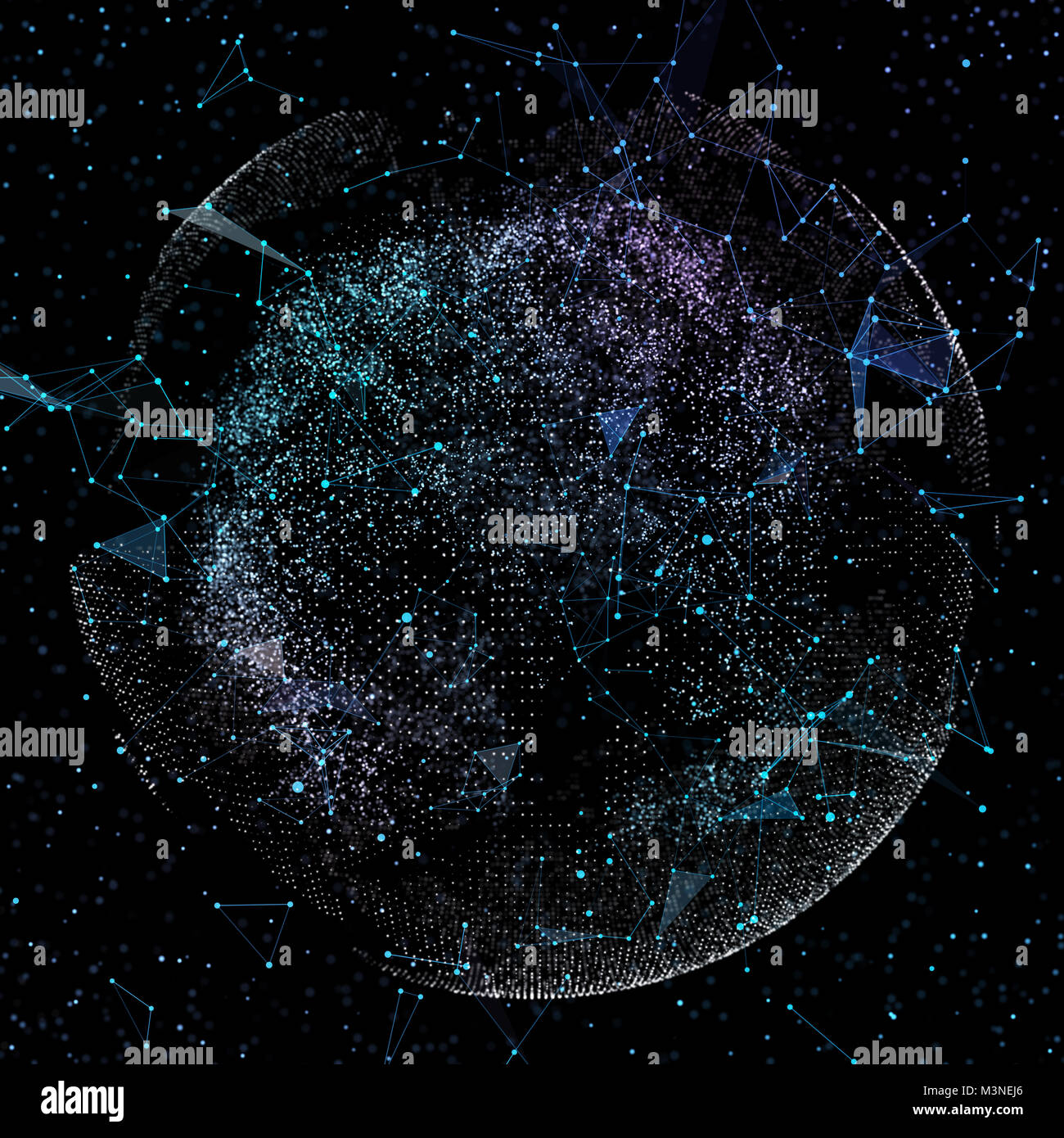 La communication des personnes dans un réseau social sans limites. Les lignes de connexion autour de Earth Globe.Le concept de réseau social. 3d illustration. Banque D'Images