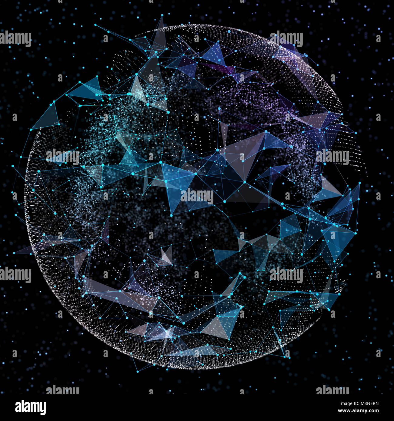 La communication des personnes dans un réseau social sans limites. Les lignes de connexion autour de Earth Globe.Le concept de réseau social. 3d illustration. Banque D'Images