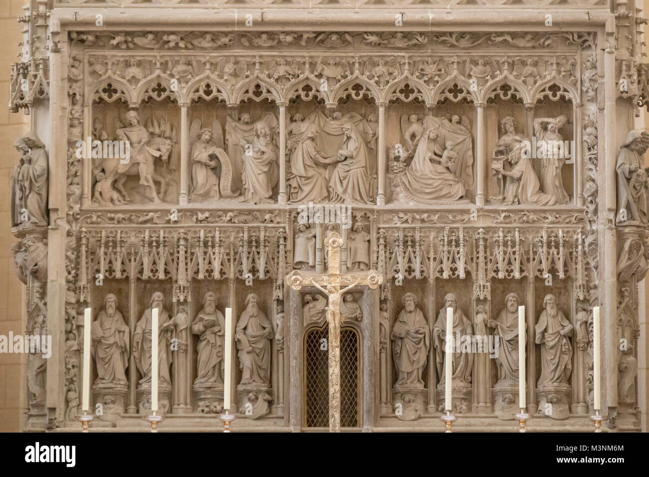 Détail de l'autel, église Saint-Martin, Landshut, Bavière, Allemagne Banque D'Images
