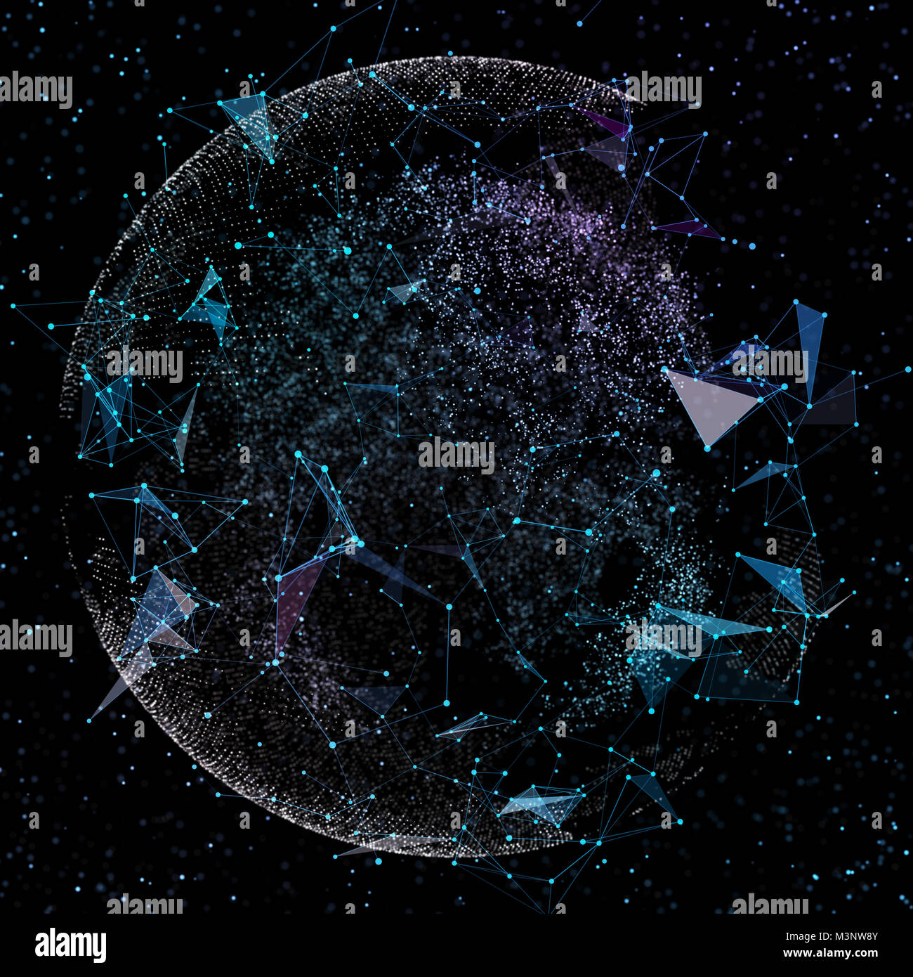 La communication des personnes dans un réseau social sans limites. Les lignes de connexion autour de Earth Globe.Le concept de réseau social. 3d illustration. Banque D'Images