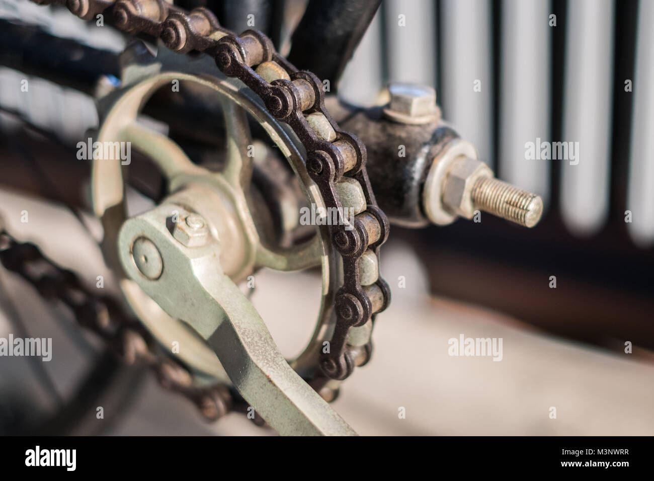 Chaîne de bicyclette, macro closeup of old chaîne de bicyclette - Banque D'Images