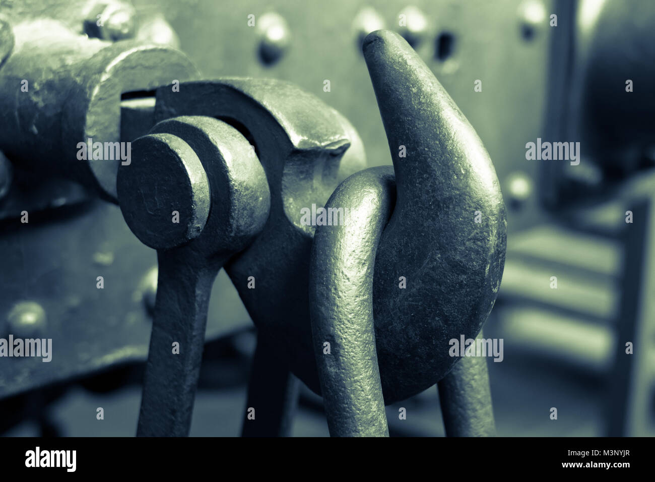 Crochet de fer sur le train - crochet en acier ancien Banque D'Images