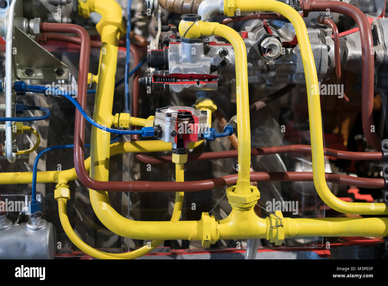 Berlin, Allemagne - Février, 2018 : l'intérieur d'un moteur d'avion / avion à moteur Musée allemand de la technologie (Deutsche Technikmuseum Berlin (DTMB Banque D'Images