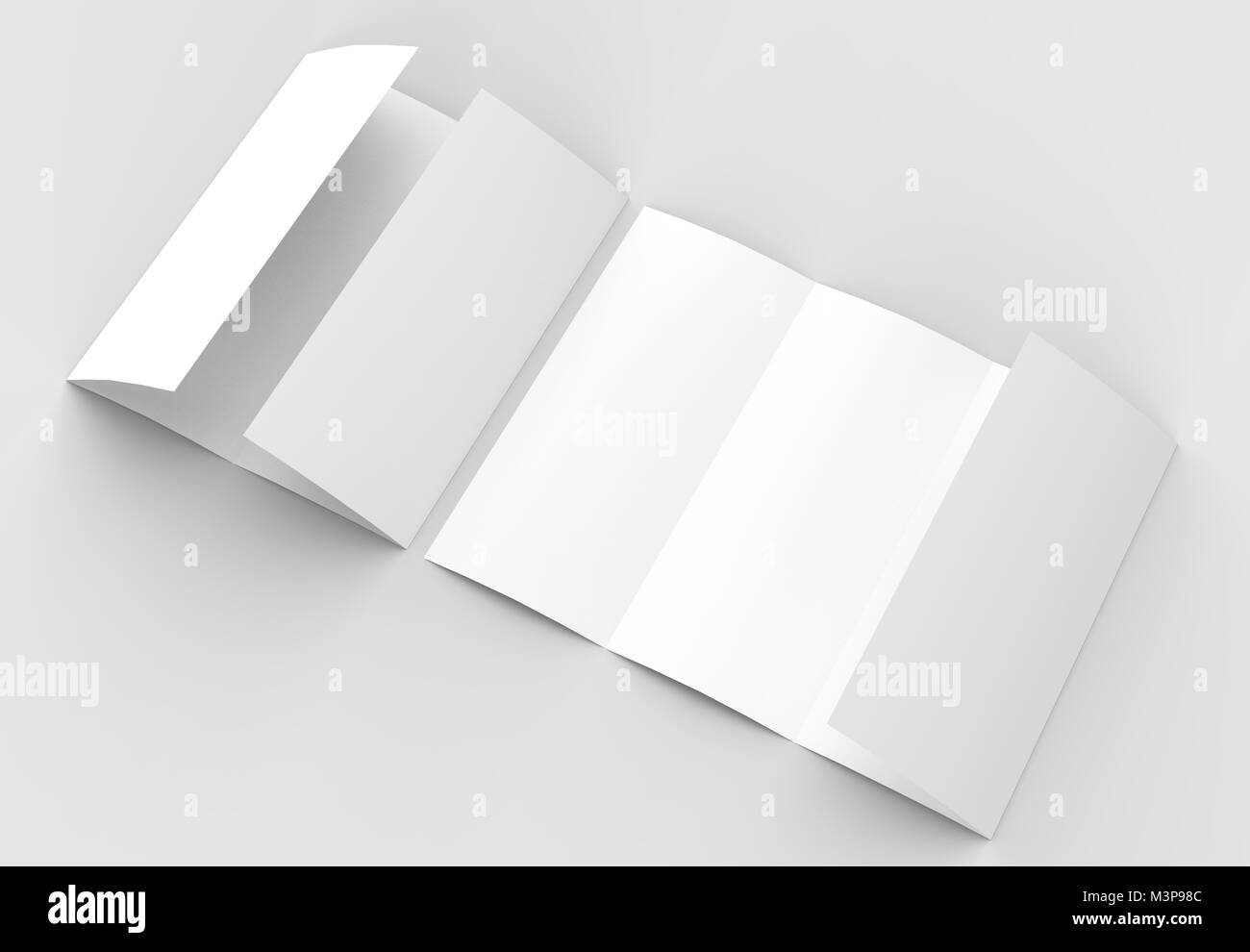 Quatre plié - 4 fois - maquette brochure vertical isolé sur fond gris doux. Illustration 3D Banque D'Images