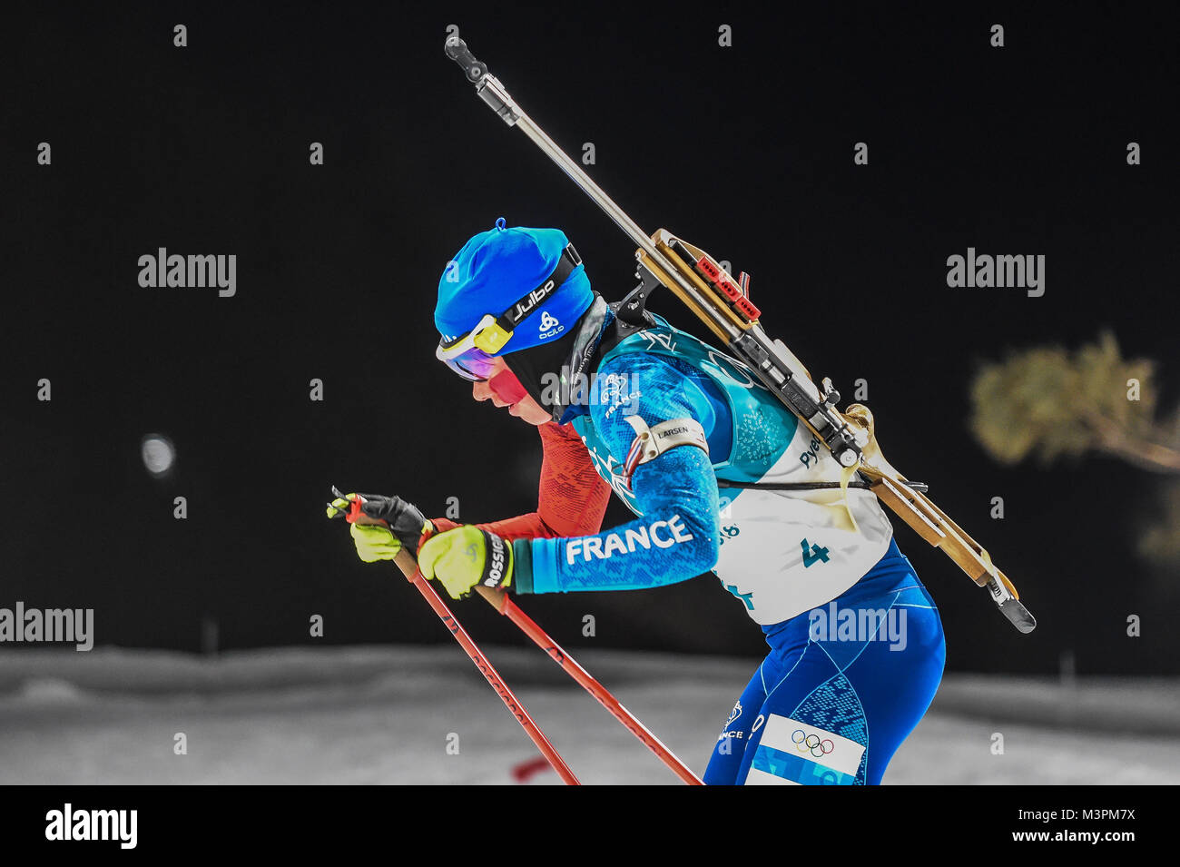 Pyeongchang, Corée du Sud. 12 février 2018 : Marie Dorin Habert de France en compétition au Women's 10km poursuite Biathlon, Jeux olympiques, à l'Alpensia au stade de biathlon, Ulrik PedersenCSM : Cal Crédit Sport Media/Alamy Live News Banque D'Images