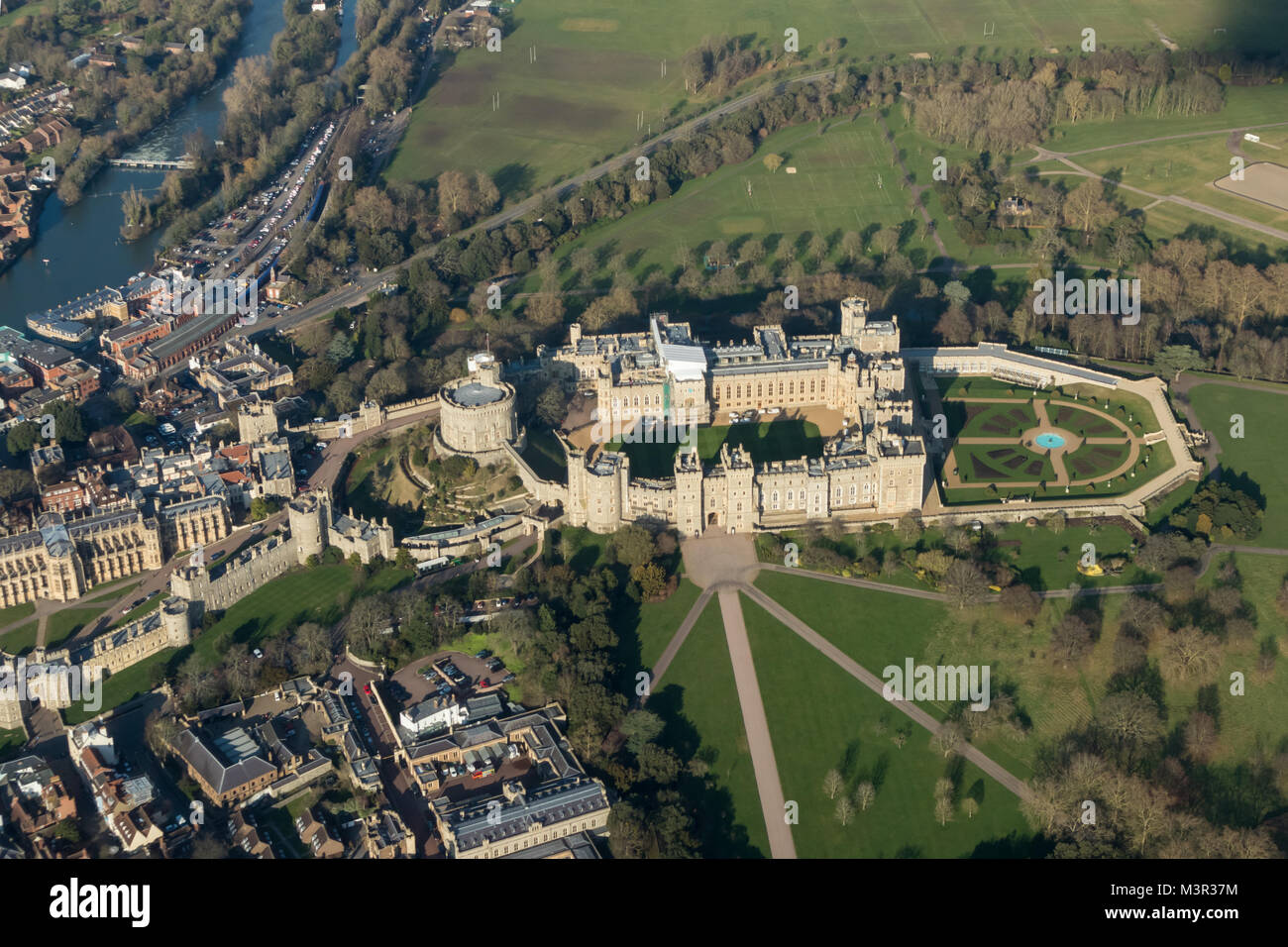 Vue aérienne du château de Windsor du Sud Banque D'Images