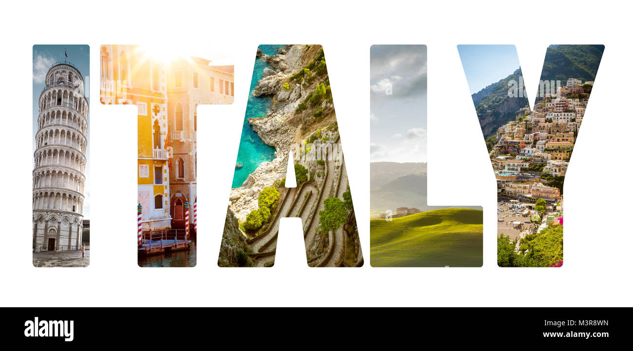 Collage de grandes destinations de voyage italien Banque D'Images