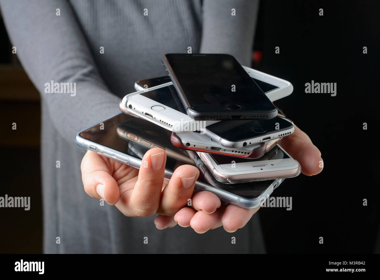 Pile de téléphones intelligents Banque D'Images
