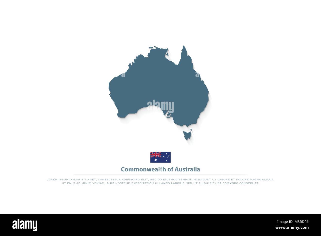 La carte isolée du Commonwealth de l'Australie et de drapeau officiel icons. vector cartes politiques australiens. Modèle de page géographique Aussie. transport et affaires Illustration de Vecteur