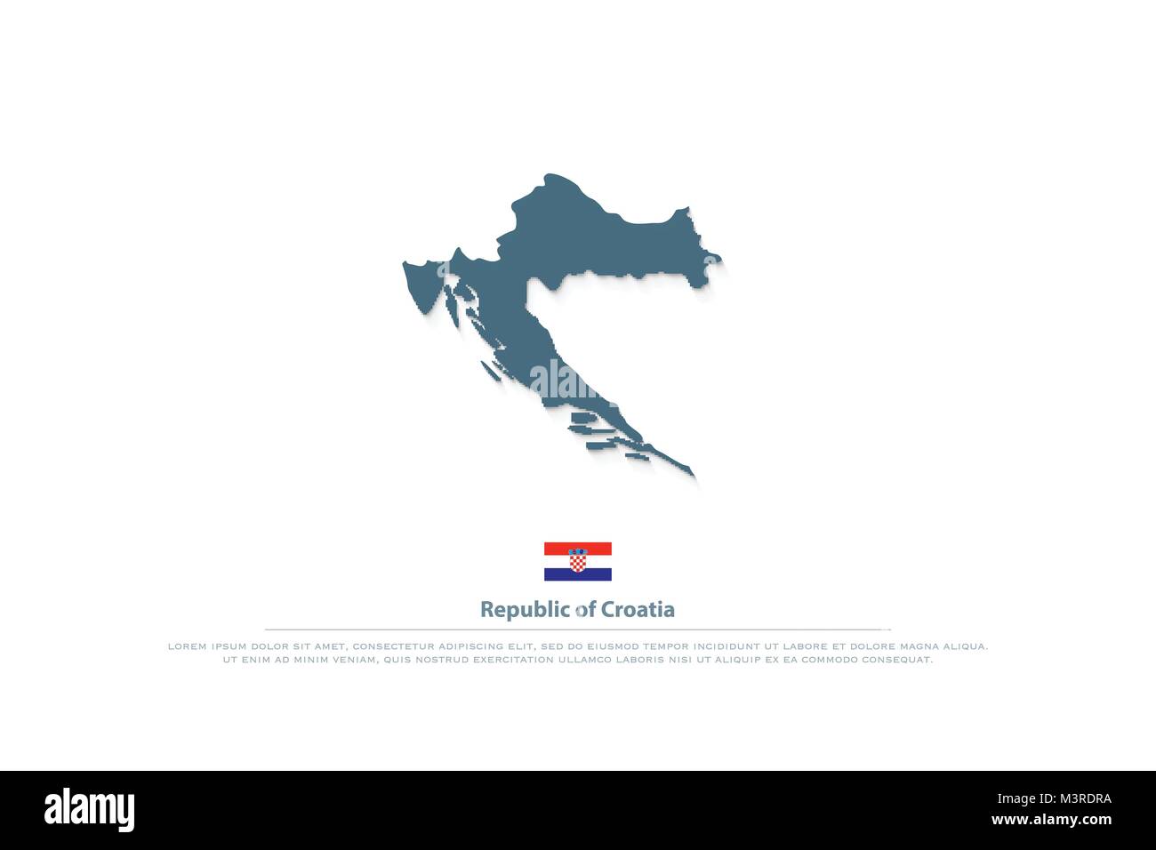 République de Croatie carte isolée et drapeau officiel icons. vector illustration carte politique croate. L'Europe centrale pays logotype géographique Illustration de Vecteur