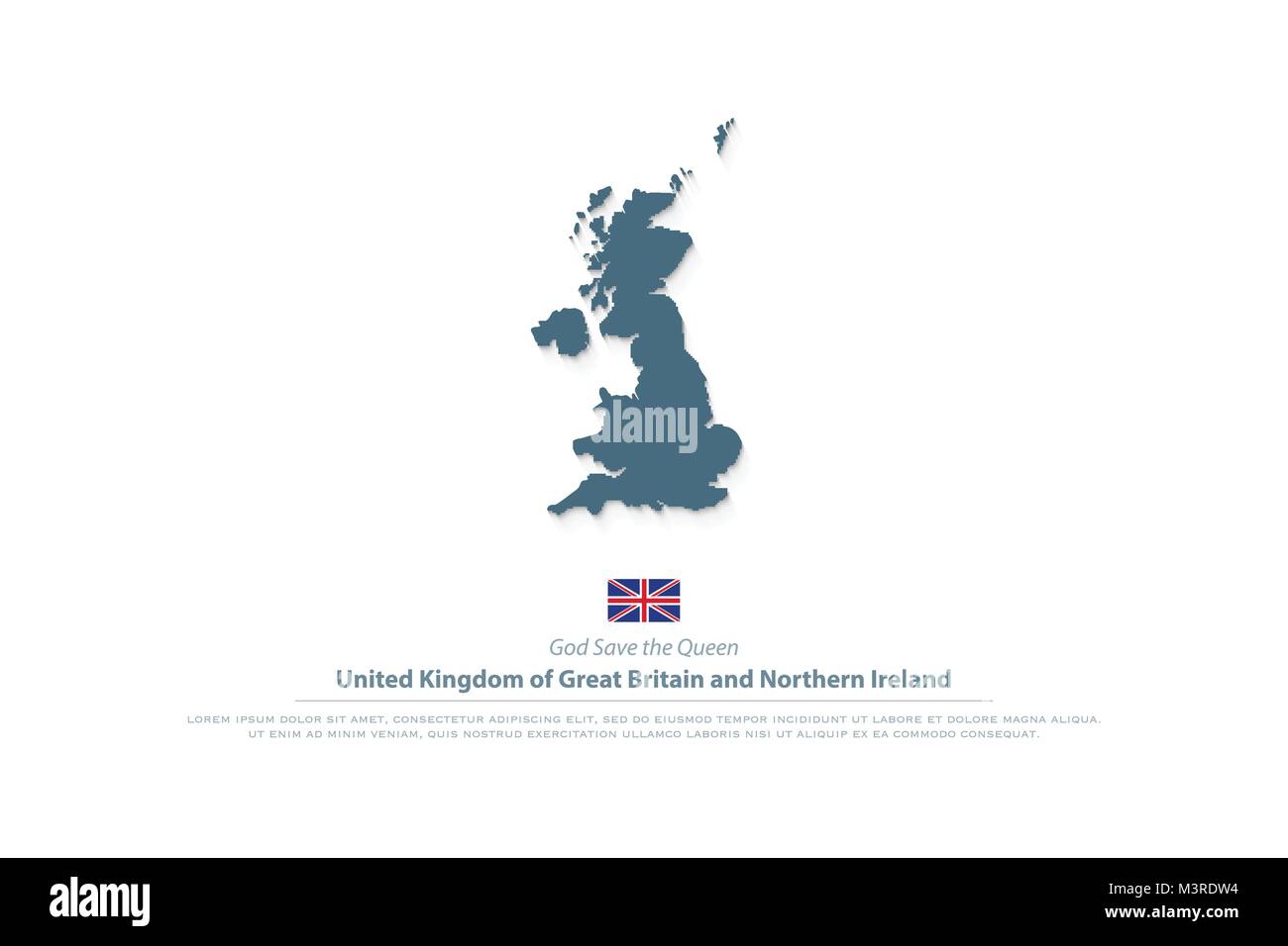 Royaume-uni de Grande-Bretagne et d'Irlande du Nord la carte et drapeau officiel britannique vecteur icône logo. Géographique de l'UE. modèle de page d'entreprise et trav Illustration de Vecteur