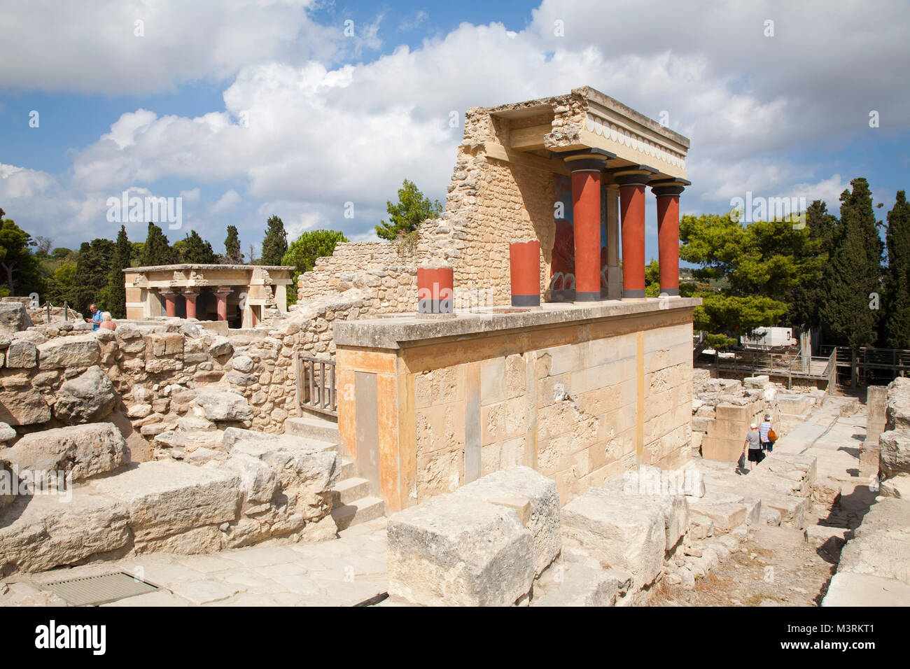 Entrée Nord, pilier nord Hall, Palais de Knossos site archéologique, l'île de Crète, Grèce, Europe Banque D'Images