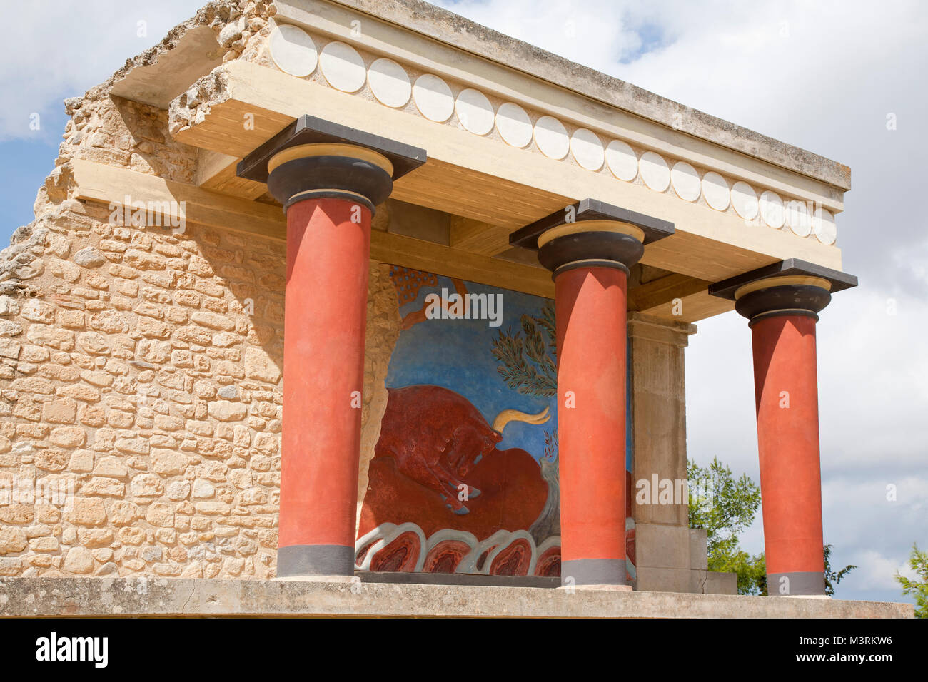 Entrée Nord, pilier nord Hall, Palais de Knossos site archéologique, l'île de Crète, Grèce, Europe Banque D'Images