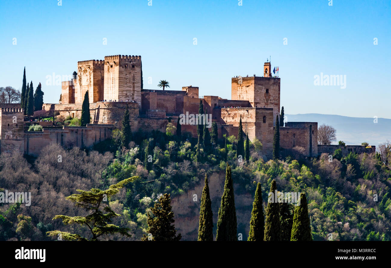 Granada, Espagne : Palais de l'Alhambra et la forteresse complexe. Banque D'Images