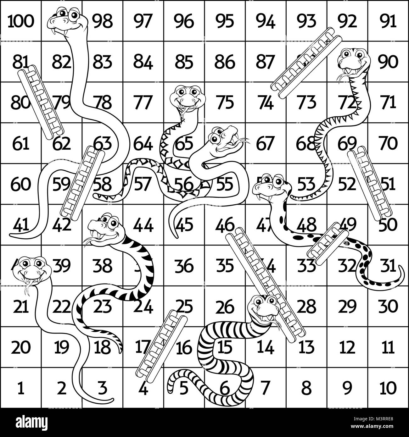 Échelles et Serpents noir et blanc Illustration de Vecteur