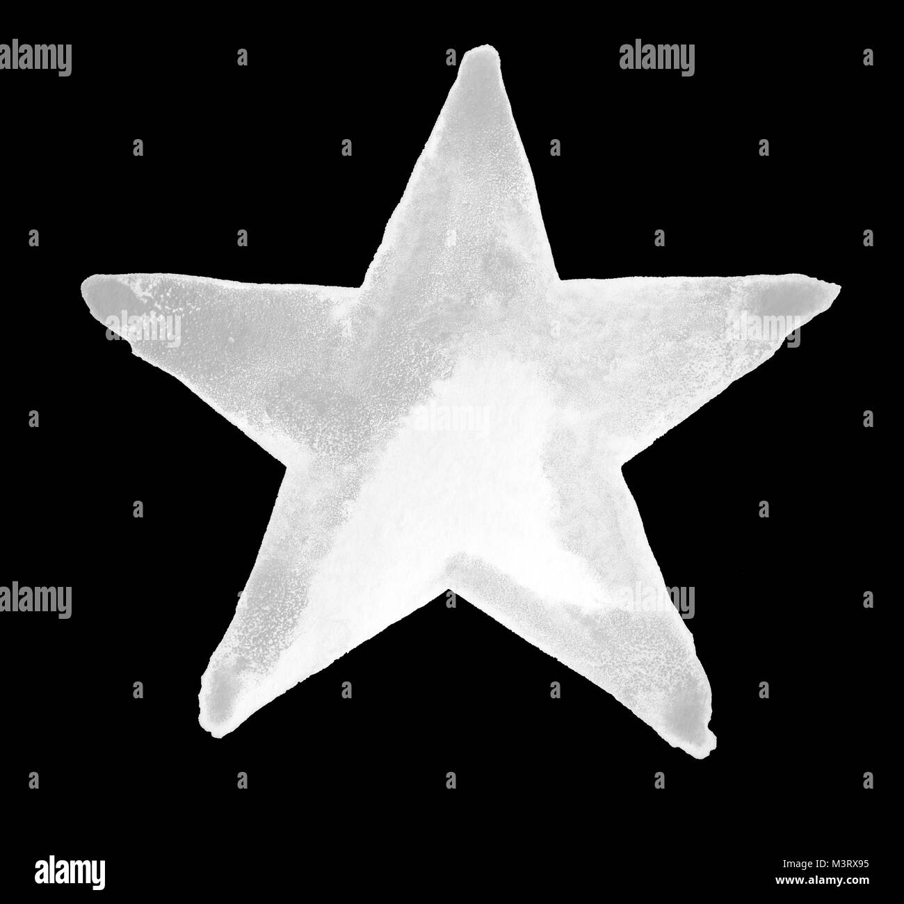 Une star white aquarelle illustration en noir retour Banque D'Images