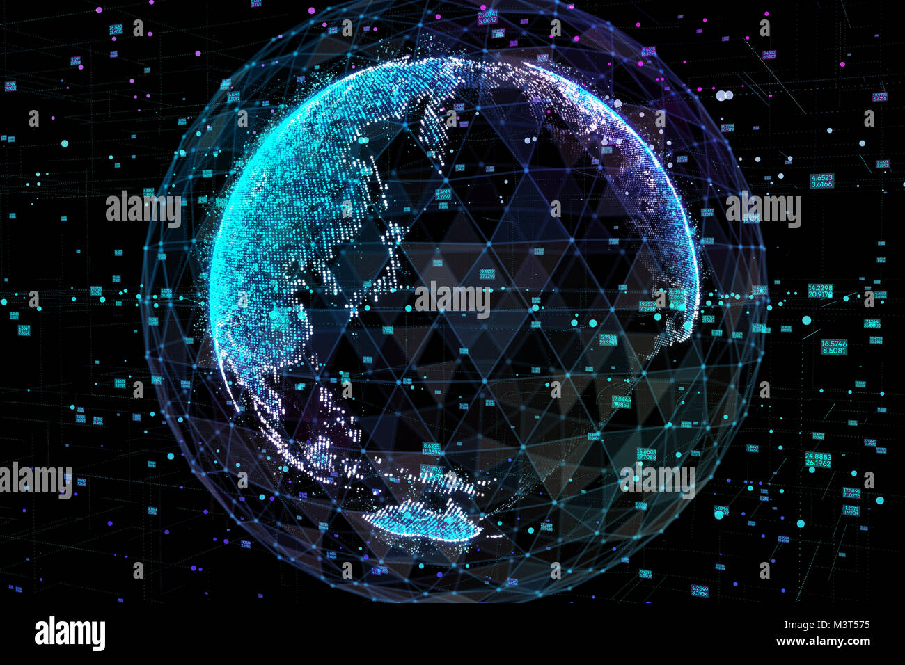 La communication en réseau numérique. Globe de la terre. 3d illustration. Banque D'Images