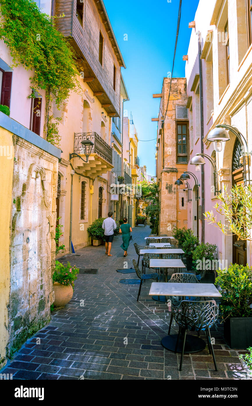 Ruelle de la vieille ville de La Canée, Crète, Grèce Banque D'Images