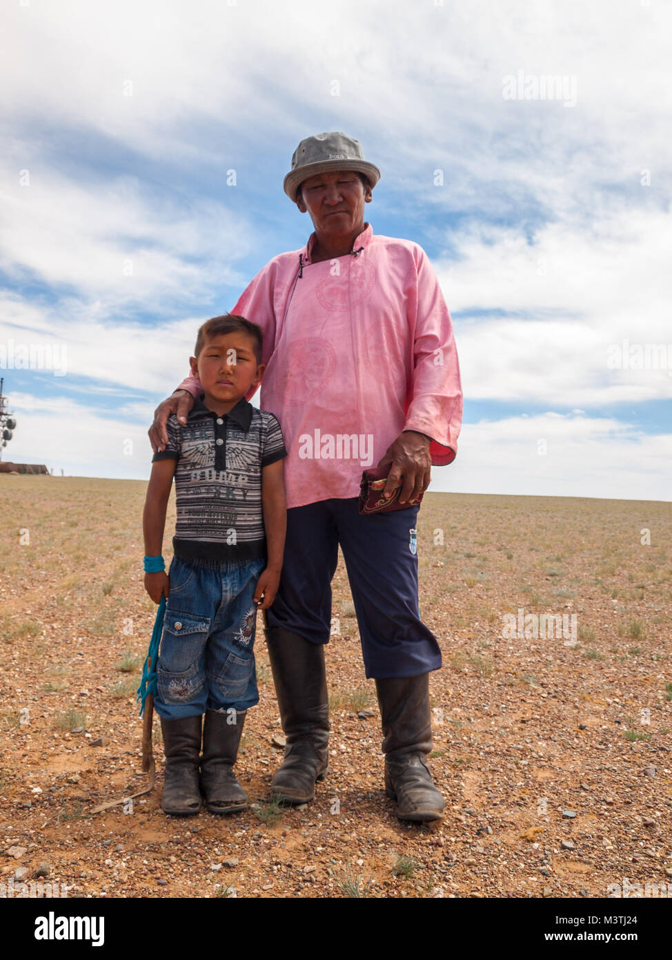Petit-fils et l'homme de Mongolie Banque D'Images