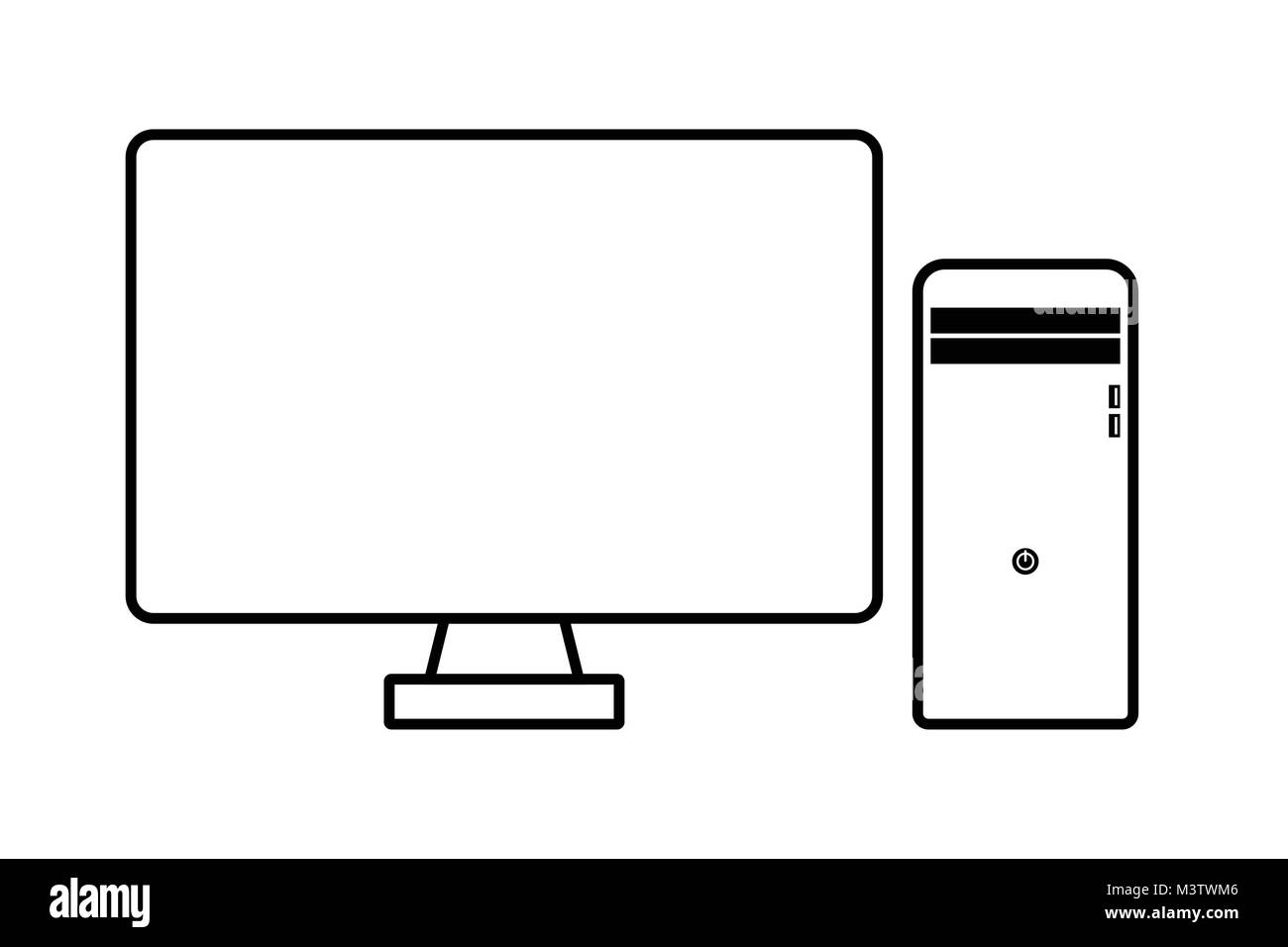 Ordinateur de bureau avec station qui a emplacements usb et CD Illustration de Vecteur
