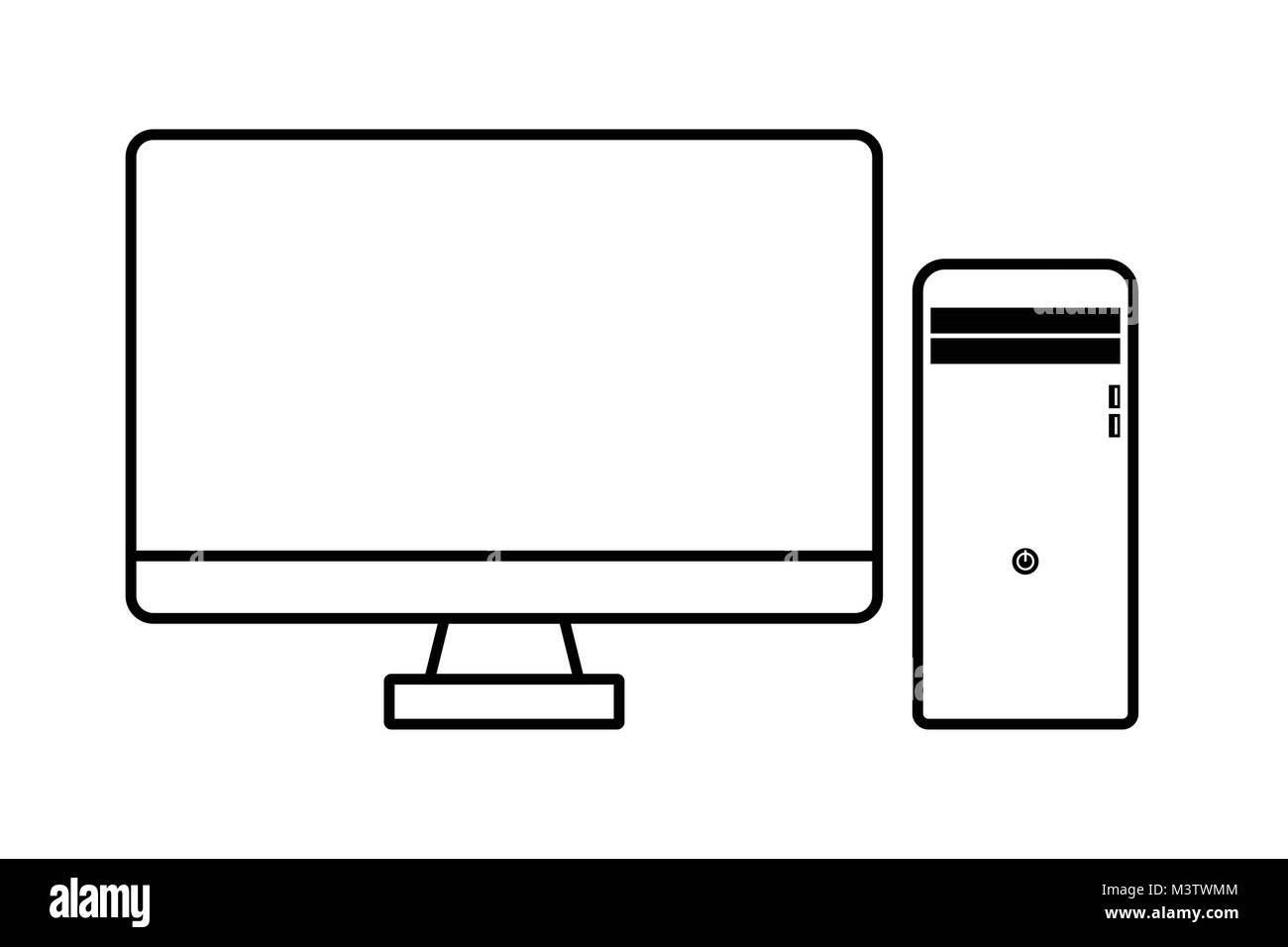 Ordinateur de bureau avec station qui a emplacements usb et CD Illustration de Vecteur