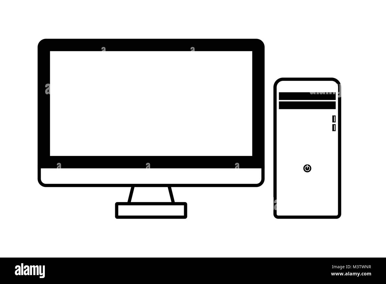 Ordinateur de bureau avec station qui a emplacements usb et CD Illustration de Vecteur
