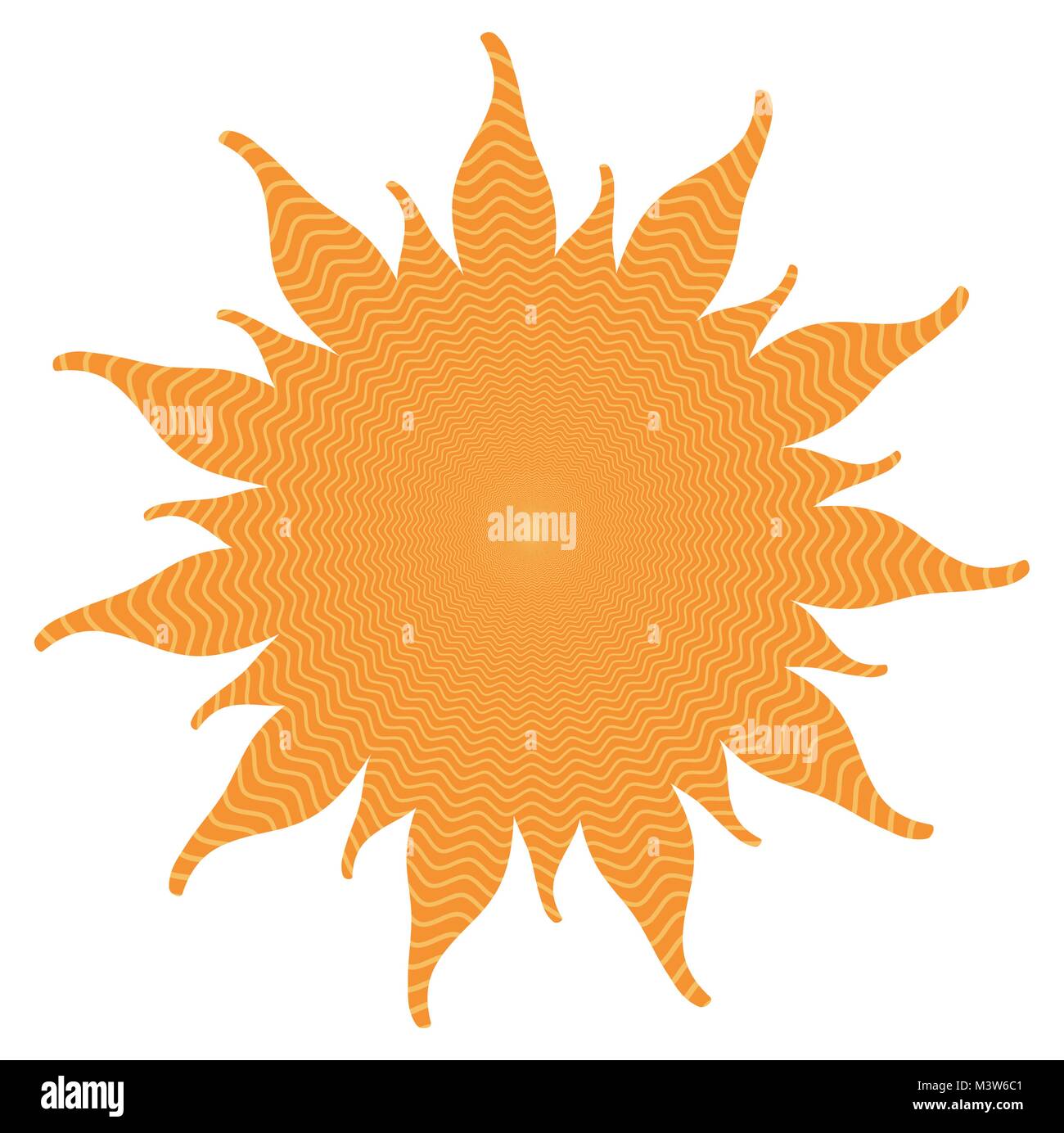 Abstract Orange forme soleil avec à l'intérieur des vagues d'alimentation isolé sur fond blanc Illustration de Vecteur