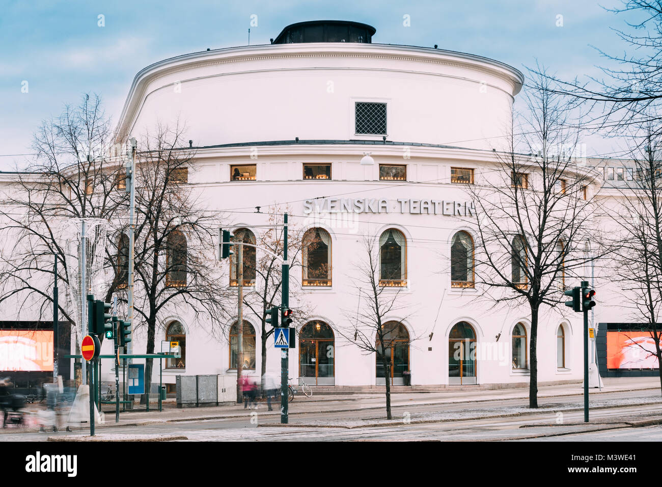 Helsinki, Finlande. Vue de Théâtre suédois est l'un des six théâtres professionnels en Finlande, le ciblage de la population de langue suédoise de Finlande. Banque D'Images