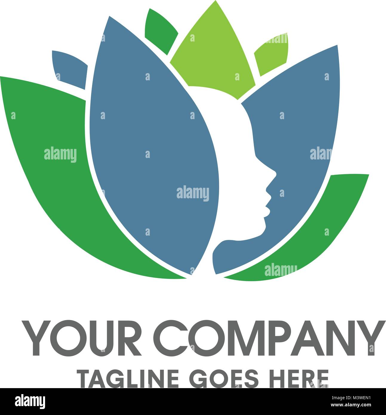 Concept moderne et élégant visage féminin sur fleur de lotus Illustration de Vecteur