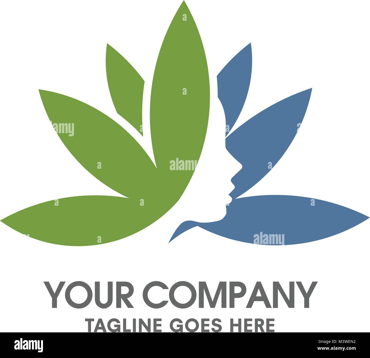 Concept moderne et élégant visage féminin sur fleur de lotus Illustration de Vecteur