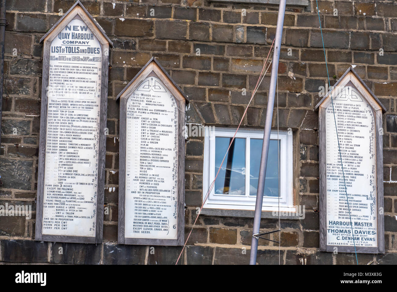 New Quay Harbour Company Liste des péages et redevances Galles Ceredigion Newquay Banque D'Images