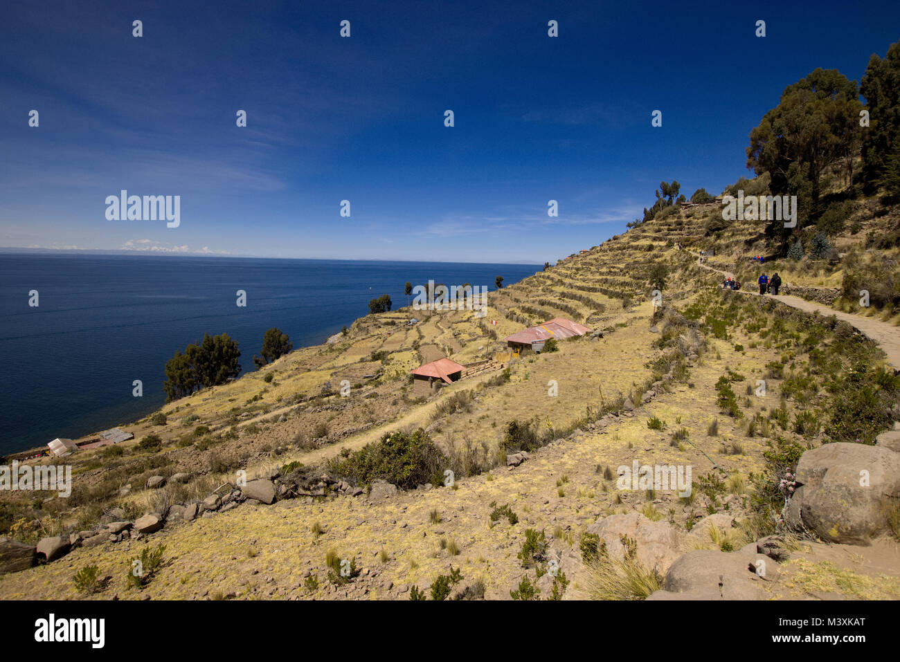 L'île de Taquile Lac Titicaca au Pérou Banque D'Images