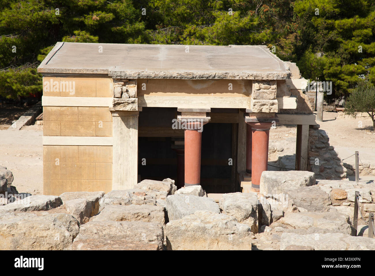 Couloirs du bassin lustral, Knossos Palace site archéologique, l'île de Crète, Grèce, Europe Banque D'Images
