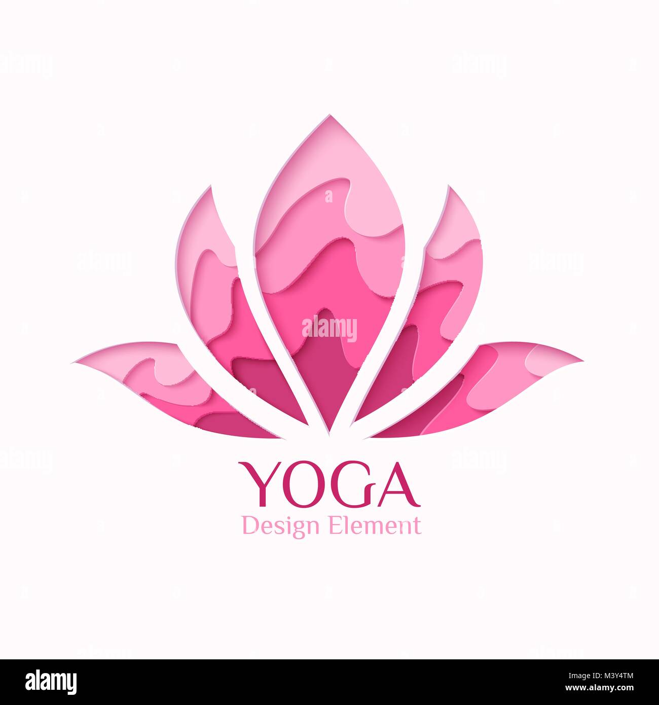 Symbole Lotus concept art papier logo. Logotype vectoriel yoga en origami papier style coupe Illustration de Vecteur