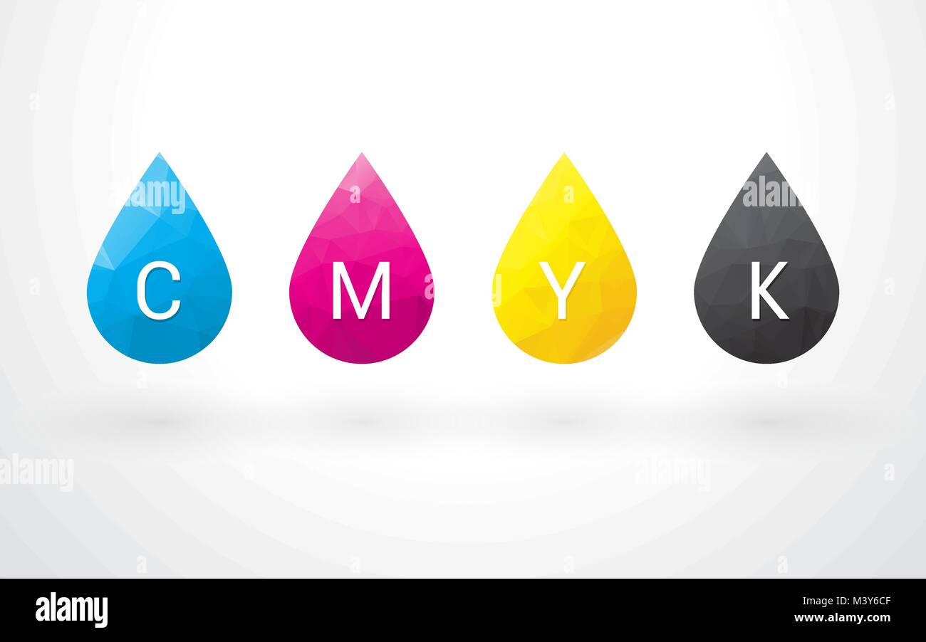 Belles couleurs CMYK chute avec un triangle et de l'étiquette Illustration de Vecteur