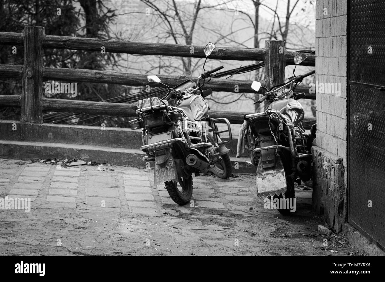 Motos anciennes en Chine (Yunnan), Yuanyang Banque D'Images