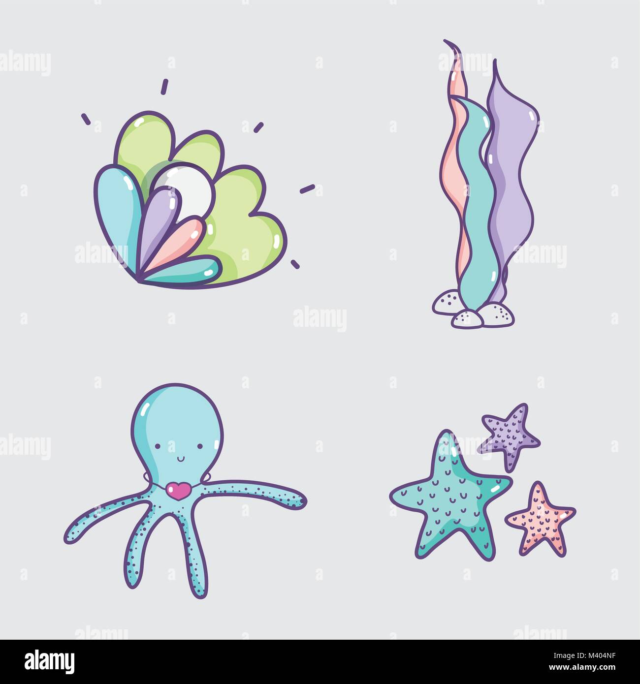 La main des dessins d'animaux de la mer Illustration de Vecteur