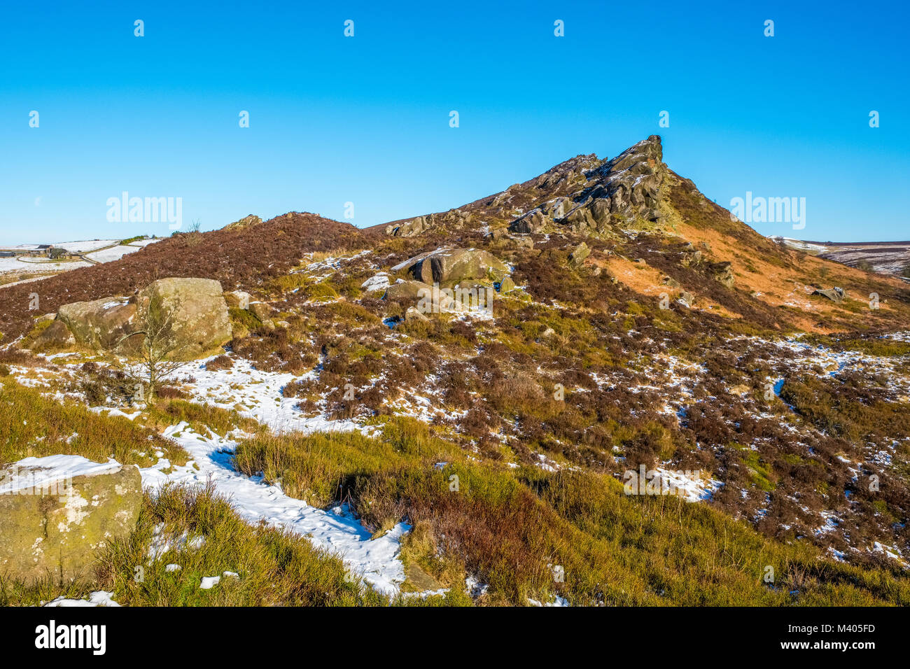 Ramshaw Rocks en hiver, Staffordshire Moorlands, Peak District National Park Banque D'Images
