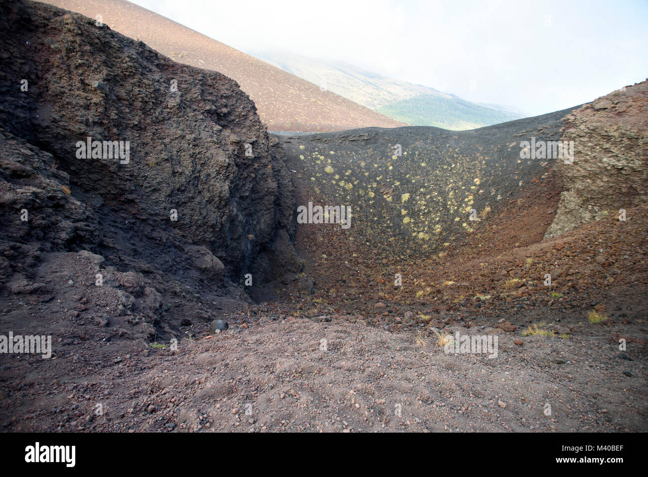 Vue sur le volcan Etna, refuge Sapienza, Sicile, Italie Banque D'Images