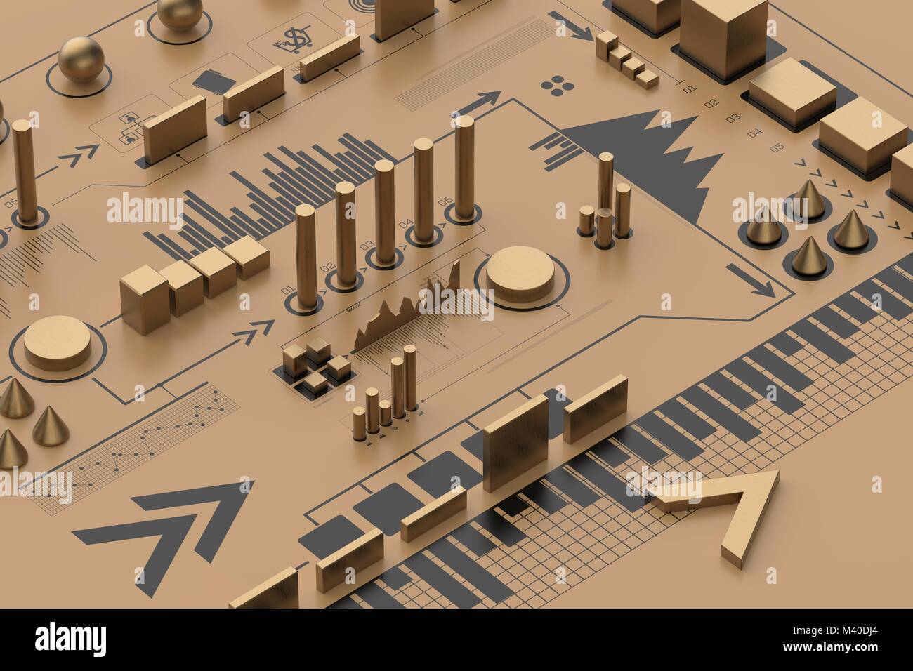 Infographie 3d arrière-plan, concept d'entreprise. Illustration 3D Banque D'Images