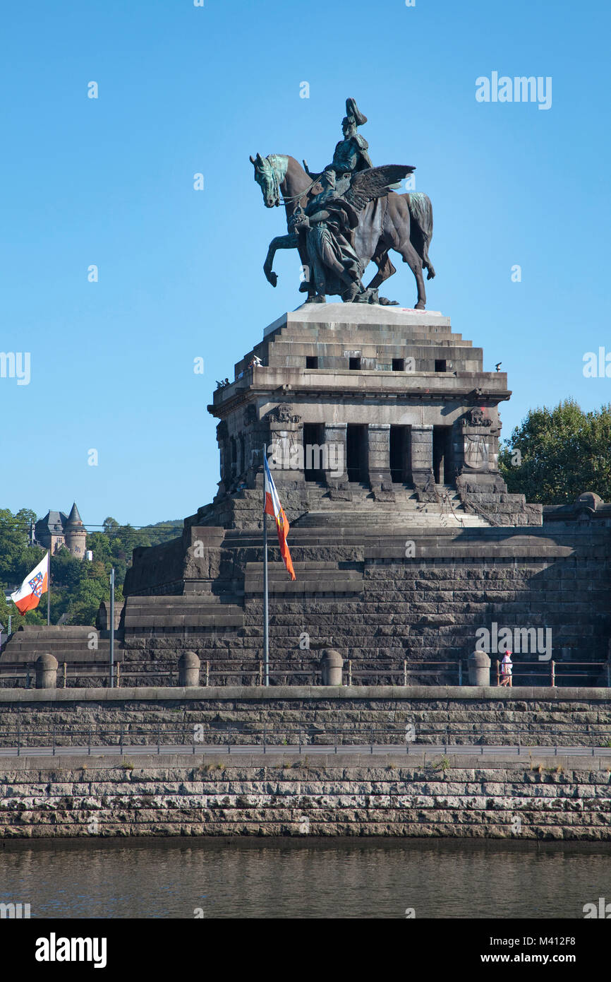 Deutsche Eck (coin allemand), Imperial Wilhelm statue, Coblence, Rhénanie-Palatinat, Allemagne, Europe Banque D'Images