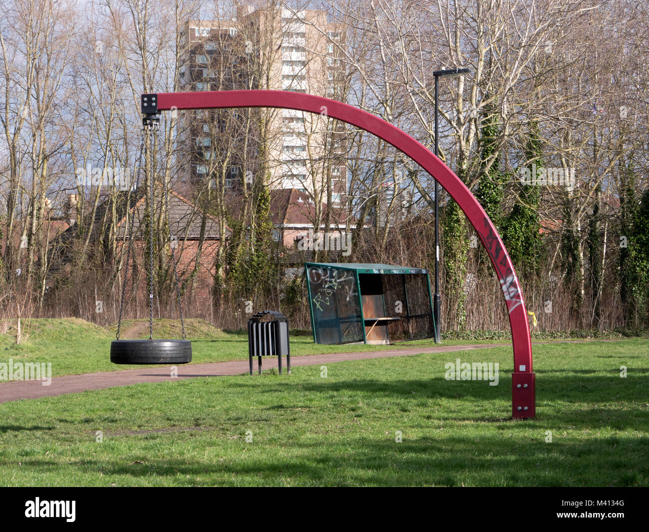 Une aire de jeu, Redbridge Wharf Park, Southampton, Hampshire, England, UK Banque D'Images