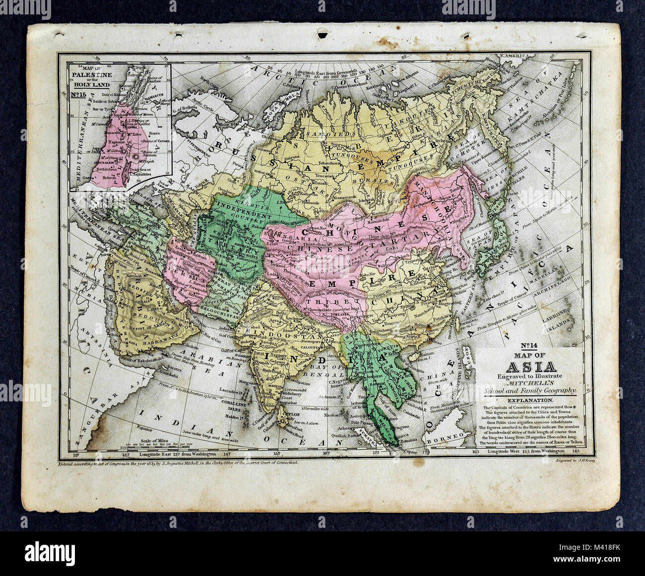 1839 Mitchell Site - Asie - Chine Japon Corée Inde Russie Sibérie Tibet Népal Banque D'Images