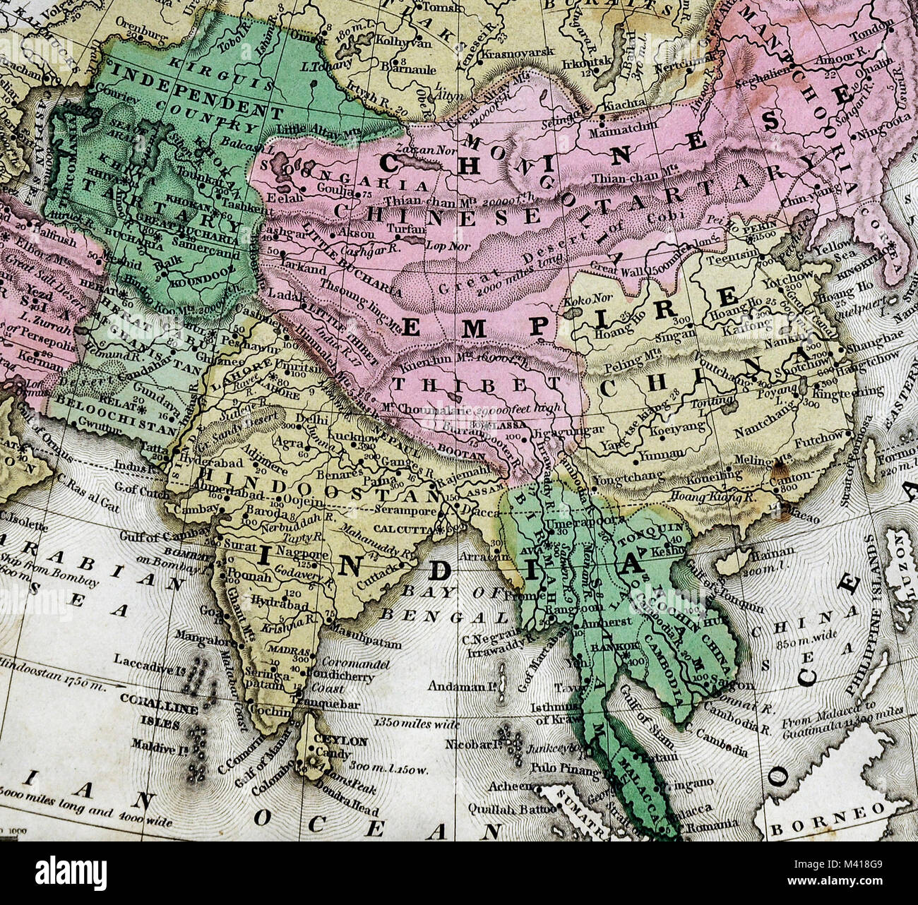 1839 Mitchell Site - Asie - Chine Japon Corée Inde Russie Sibérie Tibet Népal Banque D'Images