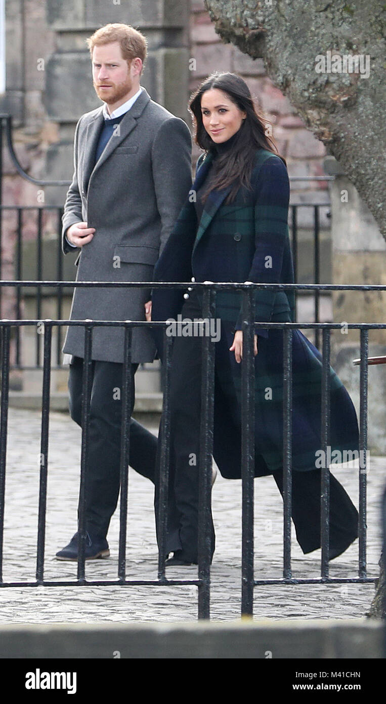 Le prince Harry et Meghan Markle au château d'Édimbourg, lors de leur visite à l'Écosse. Banque D'Images