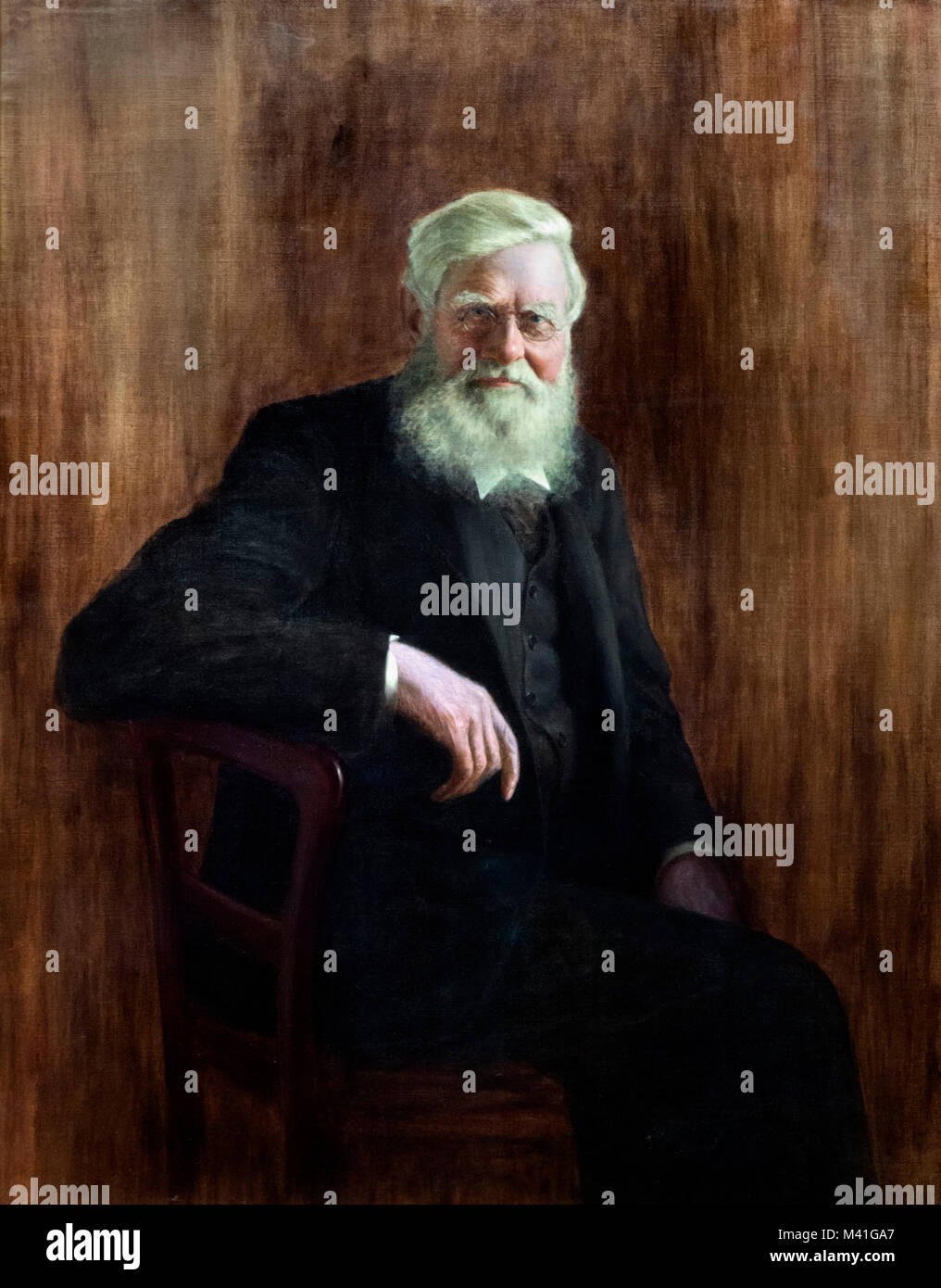 Alfred Wallace. Portrait du naturaliste anglais, Alfred Russel Wallace (1823-1913), par J W Beaufort, 1923 Banque D'Images