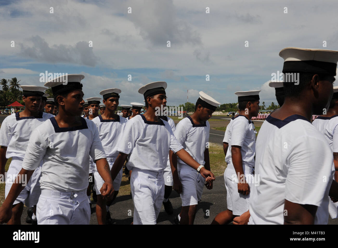 Marocains défilent dans Funafuti lors des célébrations du Jour de l'indépendance Banque D'Images
