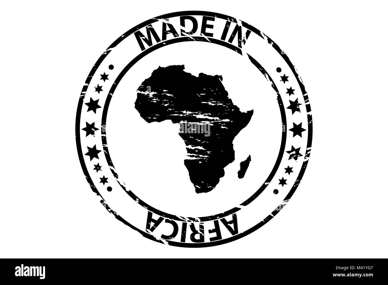 Made in Africa - timbres en caoutchouc - vector - continent Afrique carte - noir Illustration de Vecteur