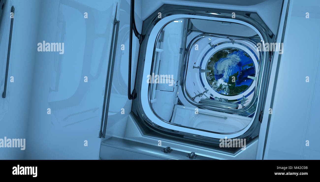 Fort détaillée et réaliste de l'image 3D à haute résolution de l'intérieur de la Station spatiale internationale ISS. Les éléments de cette image ont été fournir Banque D'Images