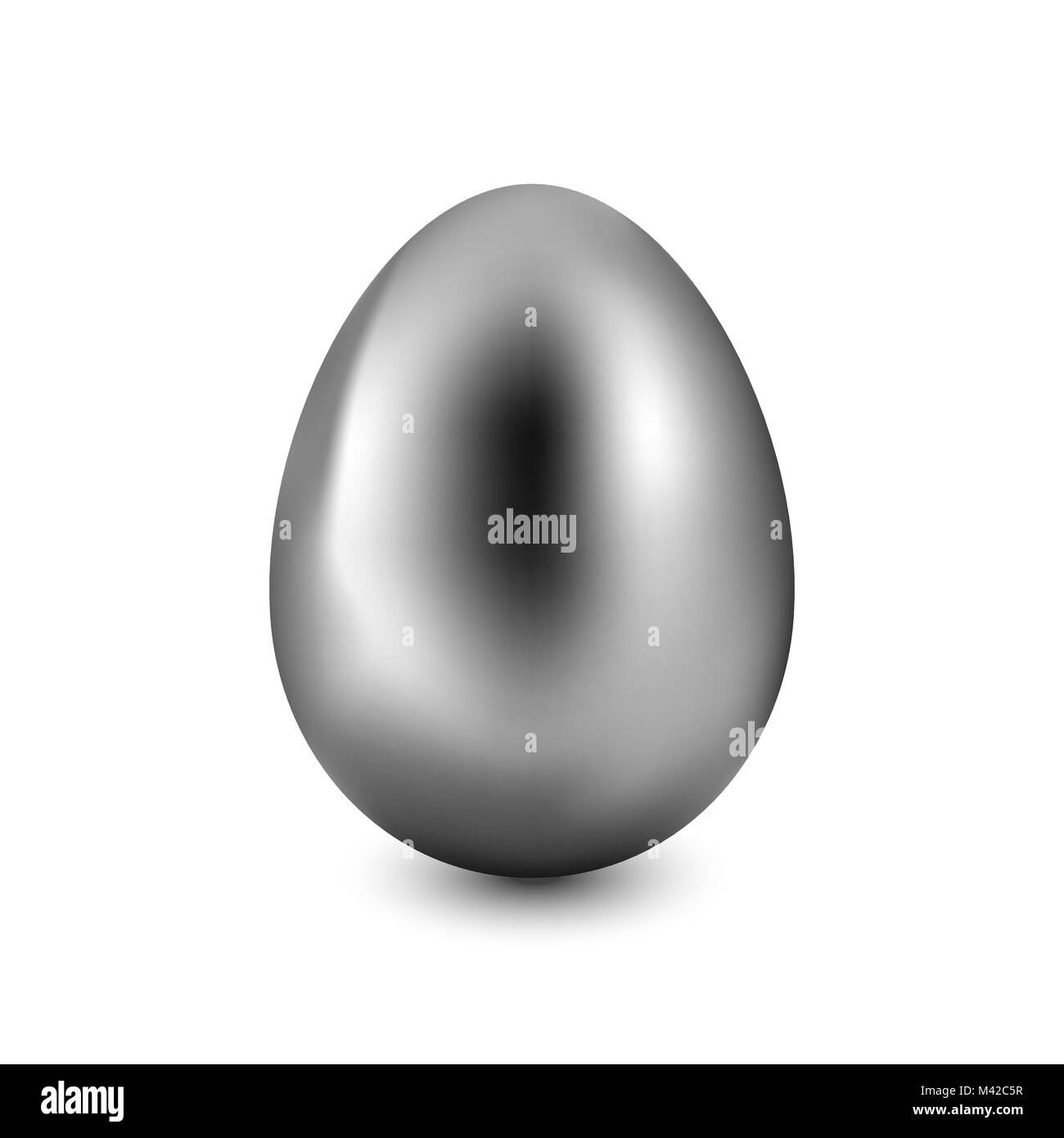Oeuf de Pâques en argent sur un fond blanc avec une ombre légère Illustration de Vecteur